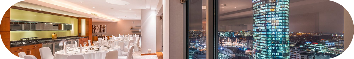 Hilton Warsaw City Hotel restaurant and city view